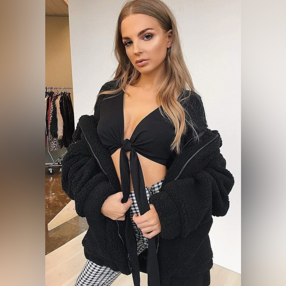 Casual Fleece Fuzzy Faux Shearling Warm Oversized Outwear Jacket Shaggy Coat - Picture 2 of 10
